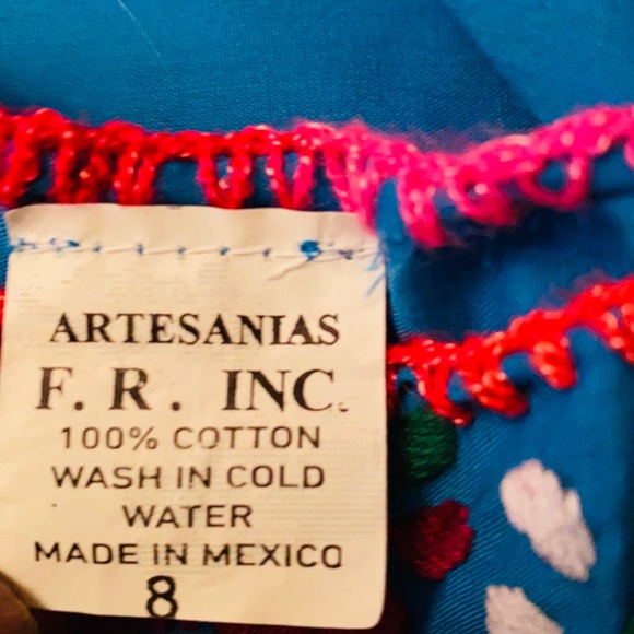 ARTESANIAS F.R. INC. BLUE FLORAL EMBROIDERED DRESS - Picture 5 of 5